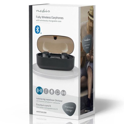 Ακουστικά handsfree TWS Bluetooth 5.0 NEDIS HPBT5052BK με θήκη ασύρματης φόρτισης