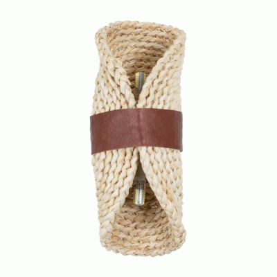 Φωτιστικό τοίχου απλίκα boho Guava δίφωτο 2 x G9 AC220-240V IP20 μπεζ ξύλο με Καφέ Δέρμα Μ11 x Π13 x Υ30cm GloboStar® GUAVA 02385 Boho Φωτιστικό Τοίχου - Απλίκα Δίφωτο 2 x G9 AC220-240V IP20 - Μ11 x Π13 x Υ30cm - Μπεζ Ξύλινο Μπαμπού Πλέγμα με Καφέ Δέρμα - 5 Χρόνια Εγγύηση