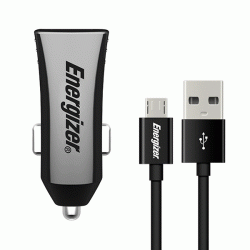 Universal φορτιστής αυτοκινήτου ENERGIZER με 2 εξόδους USB 3.4A και αποσπώμενο καλώδιο Micro-USB