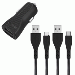 Universal φορτιστής αυτοκινήτου ENERGIZER με 2 εξόδους USB 2.4A και δύο αποσπώμενα καλώδια
