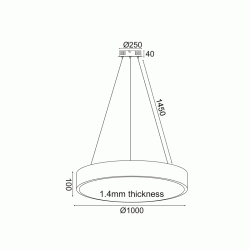 ΚΡΕΜΑΣΤΟ ΦΩΤΙΣΤΙΚΟ LED 100W 9500LM CCT ΛΕΥΚΟ ΜΕΤΑΛΛΙΚΟ D100XH120CM OPTIMUS