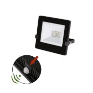 Προβολέας LED-SMD slim 10W 230V με φωτοκύτταρο 4000Κ ενδιάμεσο φως IP65 σε μαύρο χρώμα