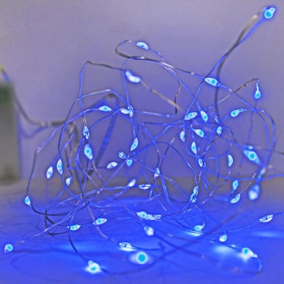50 micro led μπαταρίας σταθερά σε πλεξούδα με ασημί σύρμα μπλε φως εσωτερικού χώρου IP20 50 micro led μπαταρίας σταθερά σε πλεξούδα με ασημί σύρμα μπλε φως εσωτερικού χώρου IP20