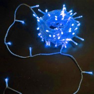 100 χριστουγεννιάτικα mini led μπλε φως σε πλεξούδα επεκτεινόμενη & διάφανο καλώδιο IP44 (χωρίς καλώδιο τροφοδοσίας)