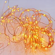 100 micro led λαμπάκια σε χάλκινο σύρμα με πρόγραμμα χρυσό φως εσωτερικής και εξωτερικής χρήσης IP44