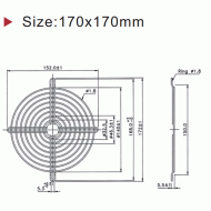Σίτα - περσίδα ανεμιστήρα μεταλλική pm17 για FD1750/3 172x172mm