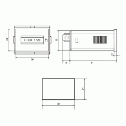 Ωρομετρητής πόρτας πίνακα VEMER HM30-230/60 230VAC/60HZ ανάλυση 1/100h 36x24mm