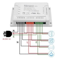 Διακόπτης WiFi SONOFF 4 κανάλια 10A για απομακρυσμένη διαχείριση μέσω εφαρμογής
