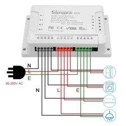 Διακόπτης WiFi SONOFF 4 κανάλια 10A για απομακρυσμένη διαχείριση μέσω εφαρμογής