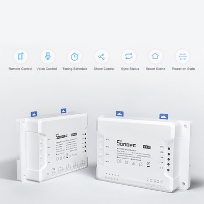 Διακόπτης WiFi SONOFF Smart 4CH R3 100-240V AC 50/60Hz 4 θέσεων 16A λευκός