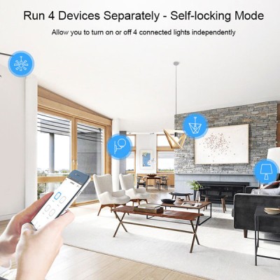 Διακόπτης WiFi SONOFF Smart 4CH R3 100-240V AC 50/60Hz 4 θέσεων 16A λευκός