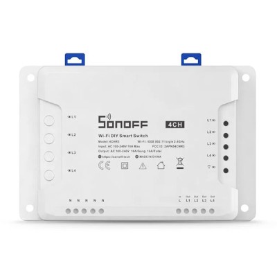 Διακόπτης WiFi SONOFF Smart 4CH R3 100-240V AC 50/60Hz 4 θέσεων 16A λευκός
