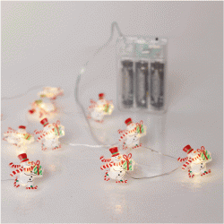 20 mini led σχέδιο χιονάνθρωπος σε θερμό λευκό φως, μπαταρία 3xΑΑ, χρονοδιακόπτη & ασημί χάλκινο καλωδιο IP20