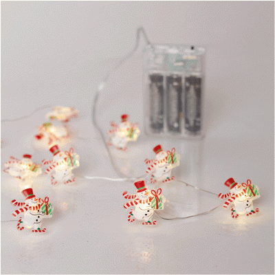20 mini led σχέδιο χιονάνθρωπος σε θερμό λευκό φως, μπαταρία 3xΑΑ, χρονοδιακόπτη & ασημί χάλκινο καλωδιο IP20