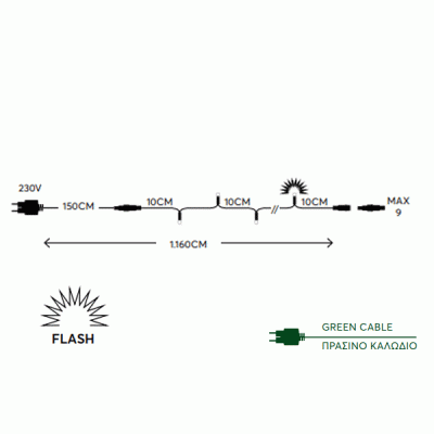 100 Flash led χριστουγεννιάτικα λαμπάκια 5mm με 90 λευκά led και 10 λευκά flash led IP65 100 Flash led χριστουγεννιάτικα λαμπάκια 5mm με 90 λευκά led και 10 λευκά flash led IP65