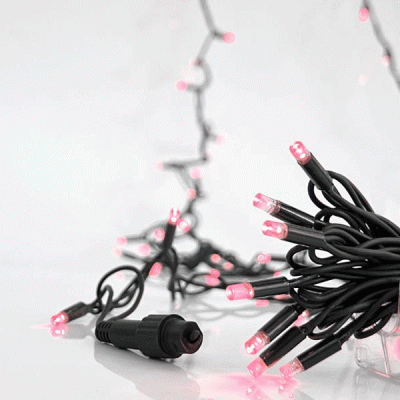 100 Χριστουγεννιάτικα led λαμπάκια ροζ 5mm με IP65 και δυνατότητα επέκτασης