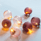 10 led γυάλινες μπάλες 6cm ροζ σε θερμό φως 5mm με διάφανο καλώδιο & μετασχηματιστή IP44