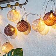 10 led γυάλινες μπάλες 6cm ροζ σε θερμό φως 5mm με διάφανο καλώδιο & μετασχηματιστή IP44