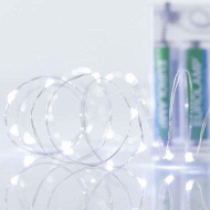 20 led λαμπάκια σε σειρά μπαταρίας ψυχρό λευκό φως IP20 με ασημί καλώδιο χαλκού επεκτεινόμενα
