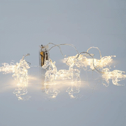 10 led με ακρυλικά ταρανδάκια μπαταρίας σε θερμό λευκό φως & διάφανο καλώδιο IP20
