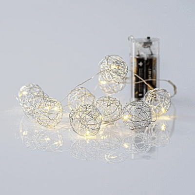 10 mini led με μεταλλικές μπάλες 3cm μπαταρίας σε θερμό λευκό φως & καλώδιο ασημί χαλκός IP20 10 mini led με μεταλλικές μπάλες 3cm μπαταρίας σε θερμό λευκό φως & καλώδιο ασημί χαλκός IP20