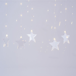 47 mini led 7 ακρυλικά αστέρια σε θερμό φως με μετασχηματιστή & καλώδιο ασημί χαλκός IP44