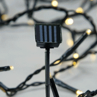 96 Χριστουγεννιάτικα λαμπάκια led θερμό φως 5mm με πράσινο καλώδιο & ηλιακό συλλέκτη IP44