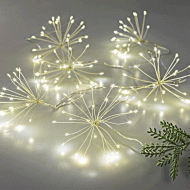 120 mini μπουκετάκια 20 led & 6 μπουκέτα θερμό φως με μετασχηματιστή & καλώδιο ασημί χαλκός IP44