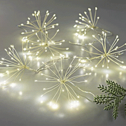 120 mini μπουκετάκια 20 led & 6 μπουκέτα θερμό φως με μετασχηματιστή & καλώδιο ασημί χαλκός IP44