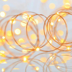 100 mini led χριστουγεννιάτικα λαμπάκια θερμό λευκό φως με μετασχηματιστή & μπρονζέ χάλκινο καλώδιο