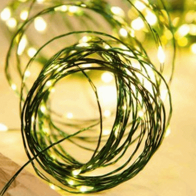 200 mini led λαμπάκια θερμό φως με 8 προγράμματα μετασχηματιστή & πλακέ πράσινο καλώδιο IP44