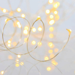 200 mini led χριστουγεννιάτικα λαμπάκια με μετασχηματιστή σε θερμό φως & καλώδιο ασημί χαλκός IP44