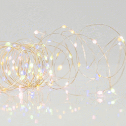 50 mini led λαμπάκια μπαταρίας πολύχρωμα με 11 προγράμματα & καλώδιο ασημί χαλκός IP20