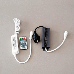 Μετασχηματιστής 24V με RGBW led controller & τηλεχειριστήριο με προέκταση 3m IP65