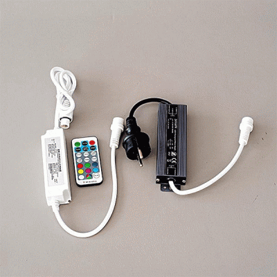 Μετασχηματιστής 24V με RGBW led controller & τηλεχειριστήριο με προέκταση 3m IP65