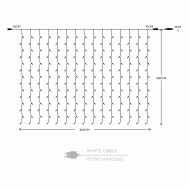 480 Χριστουγεννιάτικα RGBW led 5mm σε κουρτίνα με λευκό καλώδιο χωρίς πρίζα & controller IP65