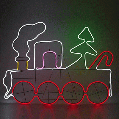 Τρενο 95*68cm, 8m neon led rope light, με διαφορα χρωματα, με μετασχηματιστη, προεκταση παροχησ 5m, ip44