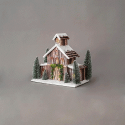 Τριώροφο σπιτάκι φωτιζόμενο 7 led με μπαταρία σε θερμό φως 38.5x20.5x34cm