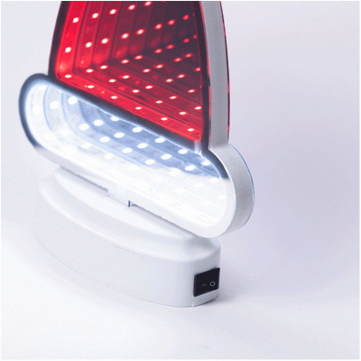 Διακοσμητικό σχέδιο καθρέφτης σκουφάκι άγιος Βασίλης 40 led κόκκινη & λευκή ταινία & μπαταρία 3xΑΑΑ 