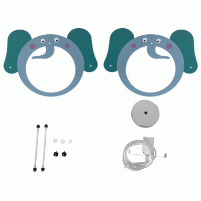 GloboStar® ELEPHANT 61578 Παιδικό Κρεμαστό Φωτιστικό Φιγούρα Μονόφωτο 1 x E27 IP20 Πολύχρωμο Πλαστικό - Μ37.7 x Π15.5 x Υ31.5cm