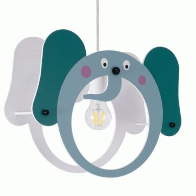 GloboStar® ELEPHANT 61578 Παιδικό Κρεμαστό Φωτιστικό Φιγούρα Μονόφωτο 1 x E27 IP20 Πολύχρωμο Πλαστικό - Μ37.7 x Π15.5 x Υ31.5cm