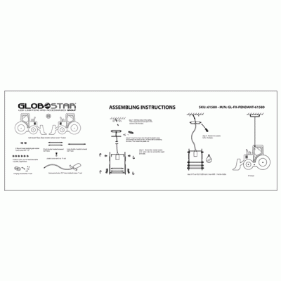 GloboStar® TRACTOR 61580 Μοντέρνο Παιδικό Κρεμαστό Φωτιστικό Οροφής Μονόφωτο 1 x E27 Μπλε PVC Φιγούρα Τρακτέρ-Φαγάνα Μ40 x Π15.5 x Υ26.5cm