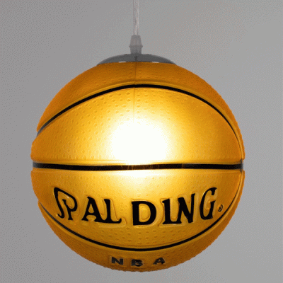 GloboStar® SPALDING NBA 00649 Παιδικό Κρεμαστό Φωτιστικό Μπάλα Μονόφωτο 1 x E27 IP20 Πορτοκαλί & Μαύρο Γυαλί - Μ25 x Π25 x Υ25cm