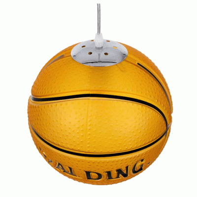 GloboStar® SPALDING NBA 00649 Παιδικό Κρεμαστό Φωτιστικό Μπάλα Μονόφωτο 1 x E27 IP20 Πορτοκαλί & Μαύρο Γυαλί - Μ25 x Π25 x Υ25cm