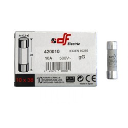 Φυσίγγιο κυλινδρικό πορσελάνης 10x38mm ταχείας καύσεως gG 10A
