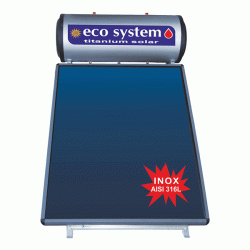 Ηλιακός θερμοσίφωνας ecosystem INOX AISI 316L EIN170/3,10ΚΑΘ διπλής ενέργειας για κεραμοσκεπή