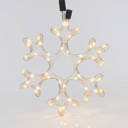Χιονονιφάδα led σε θερμό λευκό φως με 2m φωτοσωλήνα 25x25cm στεγανό ΙΡ44