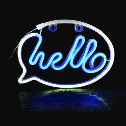 Κρεμαστό φωτιστικό HELLO με 220 NEON LED λαμπάκια με μπαταρίες 3xΑΑ και USB σε λευκό μπλε χρώμα