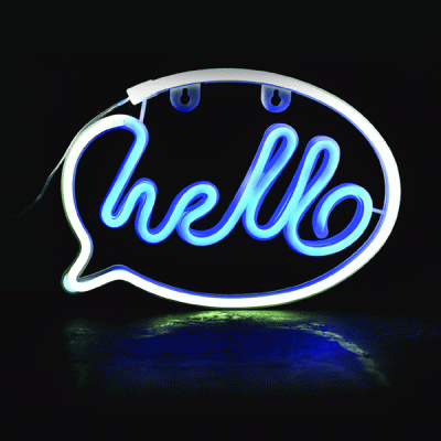 Κρεμαστό φωτιστικό HELLO με 220 NEON LED λαμπάκια με μπαταρίες 3xΑΑ και USB σε λευκό μπλε χρώμα