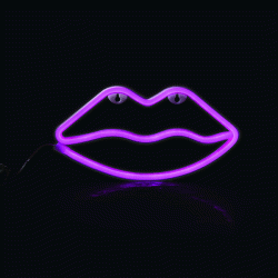 Φωτιστικό κρεμαστό ροζ χείλη με 50 neon led λαμπάκια λειτουργία με μπαταρίες 3xΑΑ και USB